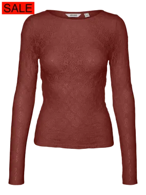 VMLIZZO LS BOAT NECK LACE TOP