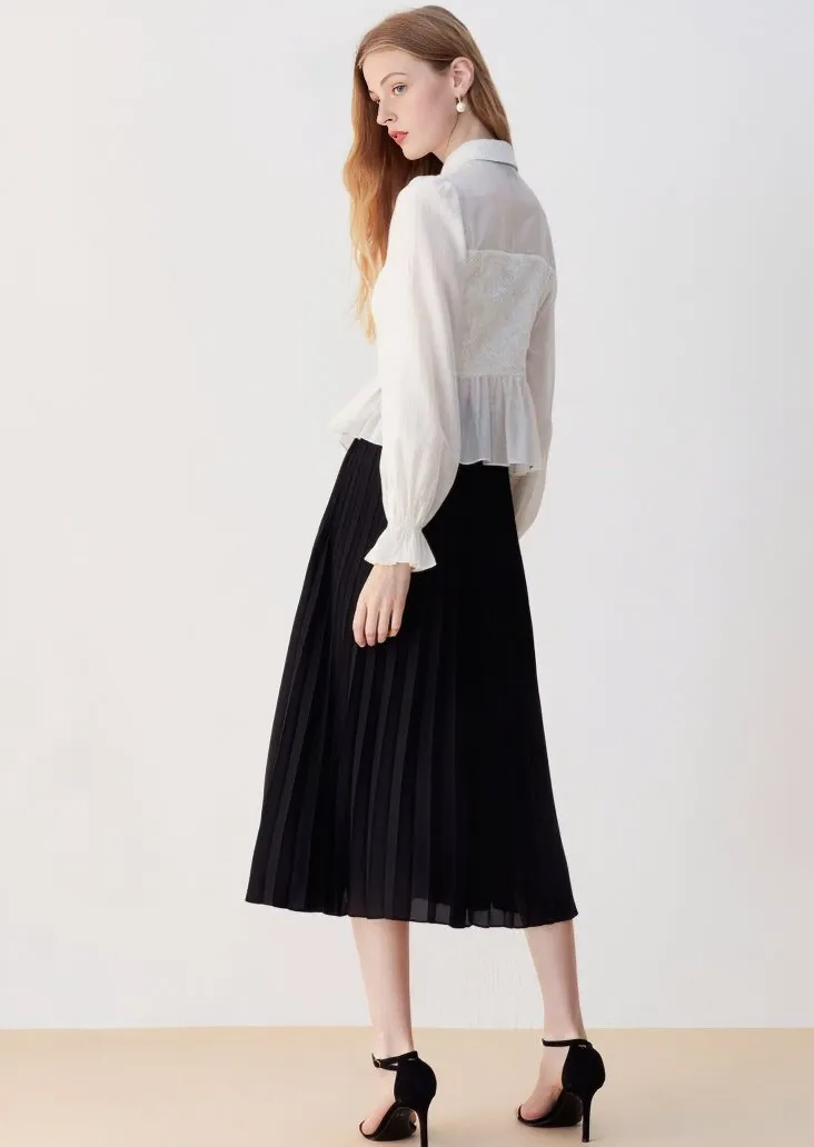 WAIST RUFFLE LACE SHIRT