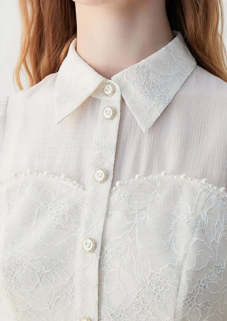 WAIST RUFFLE LACE SHIRT