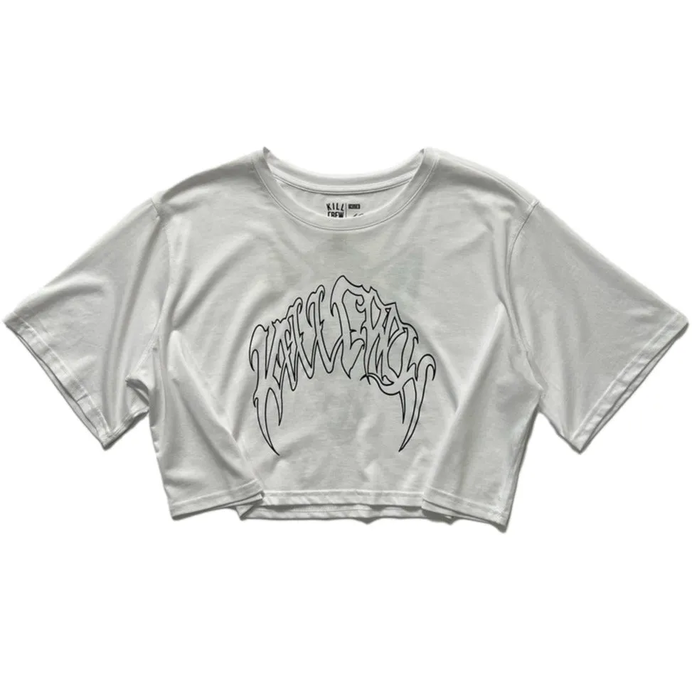 WOLF CROP TOP - WHITE / BLACK