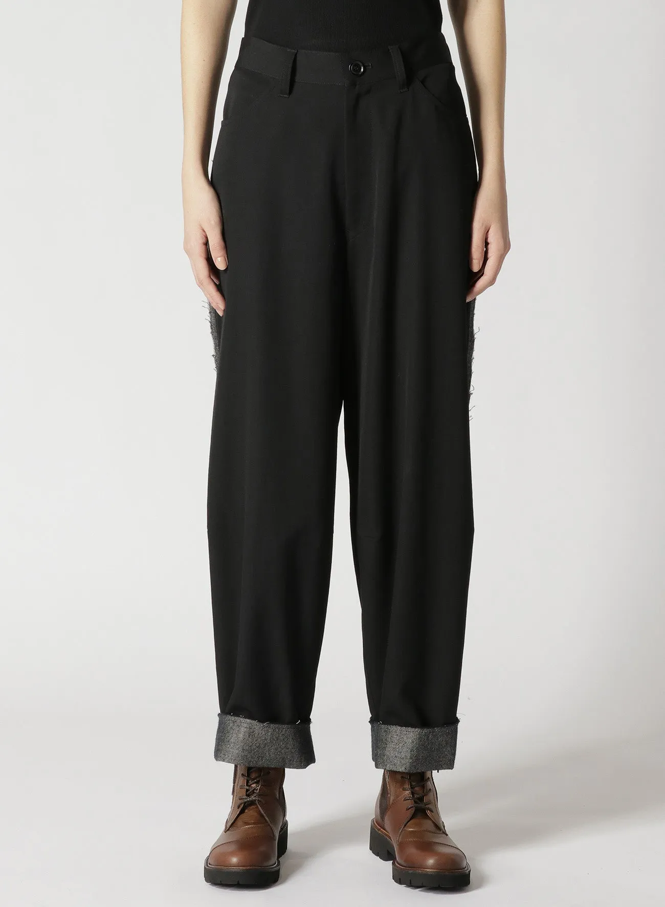 WOOL GABARDINE CUT-OUT PANTS